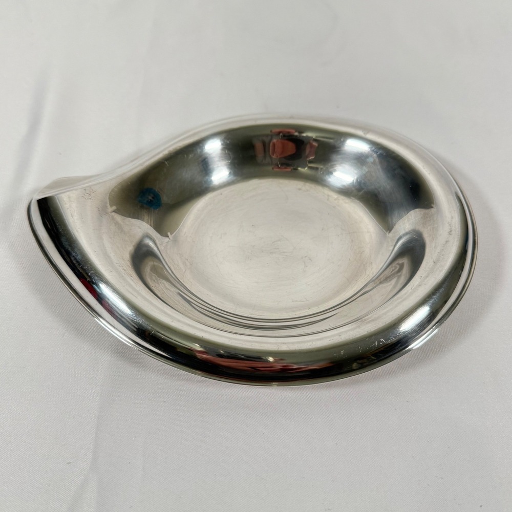 1847 Rogers Bros Flair Silverplate Candy Dish MCM Teardrop Silver 6.5in Vintage
